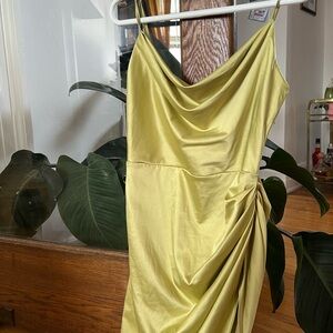 Elegant Green Satin Dress